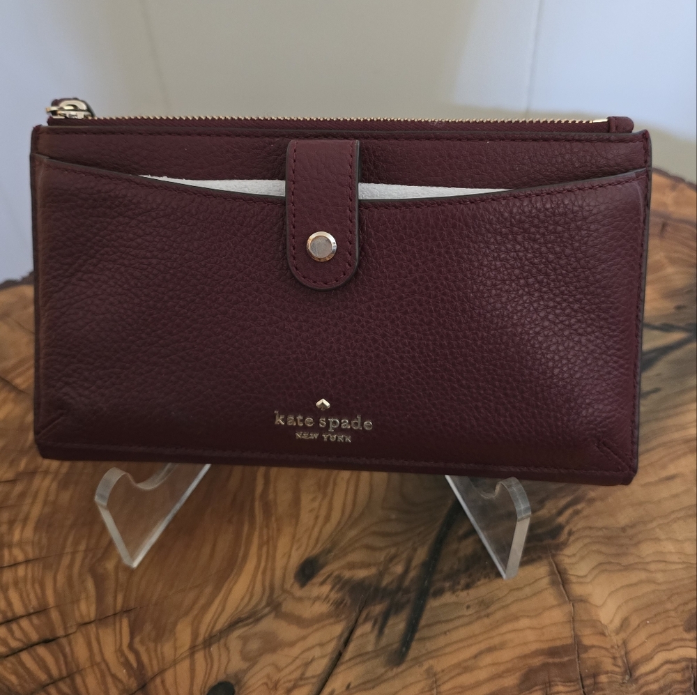 Kate Spade Burgundy Leather Wristlet/Wallet